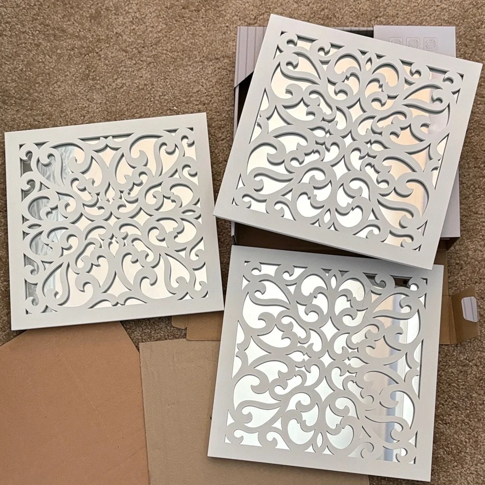 Belle Maison Elegant White Mirror Set